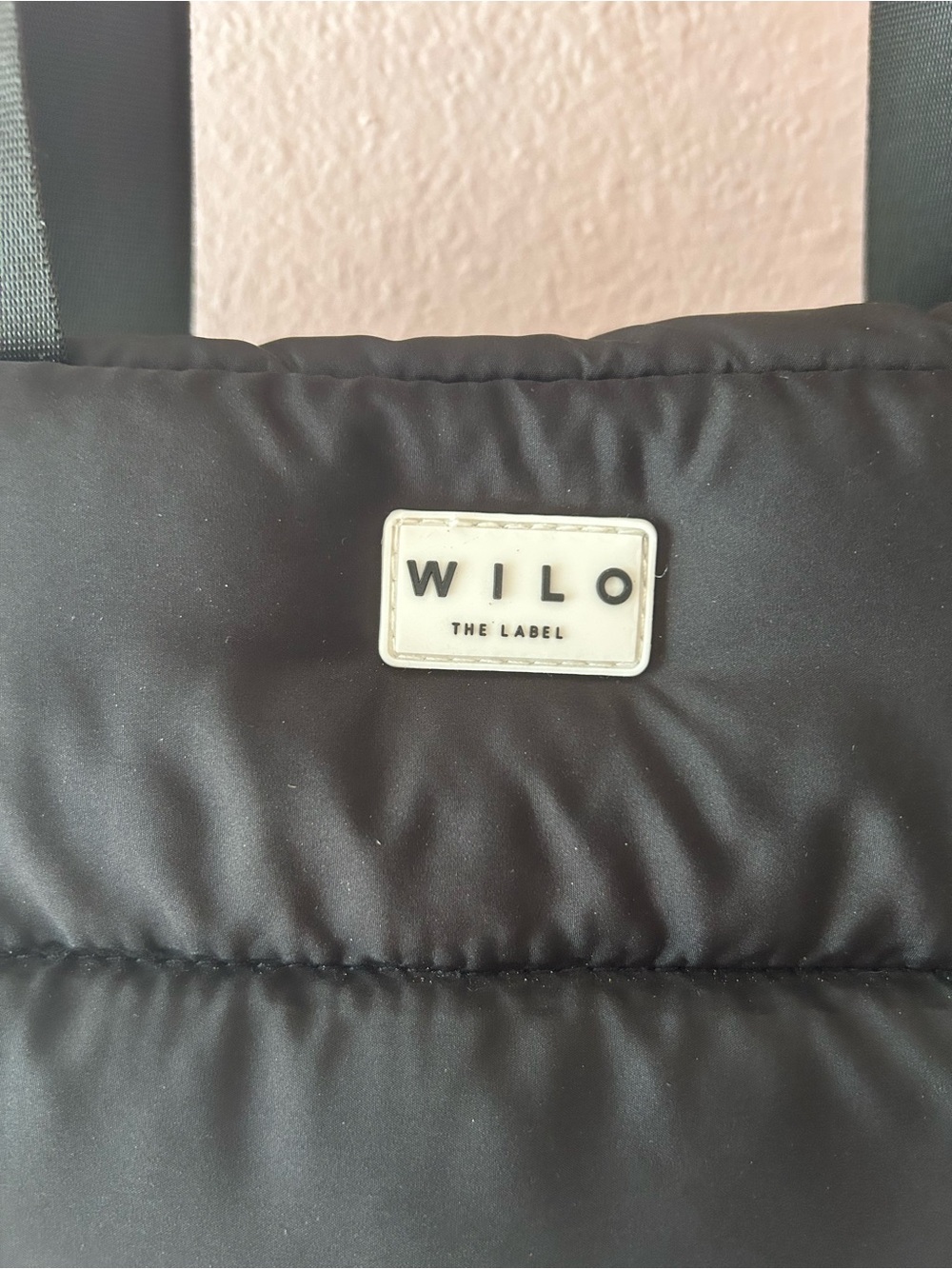 Wilo The Label Black Quilted Puffer Tote Bag Handbag w/ Shoulder Strap - Picture 3 of 5